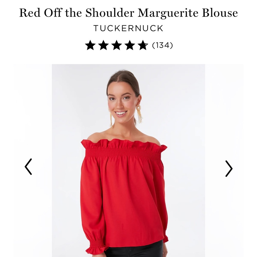 Red Off the Shoulder Marguerite Blouse - medium - now sold out!
